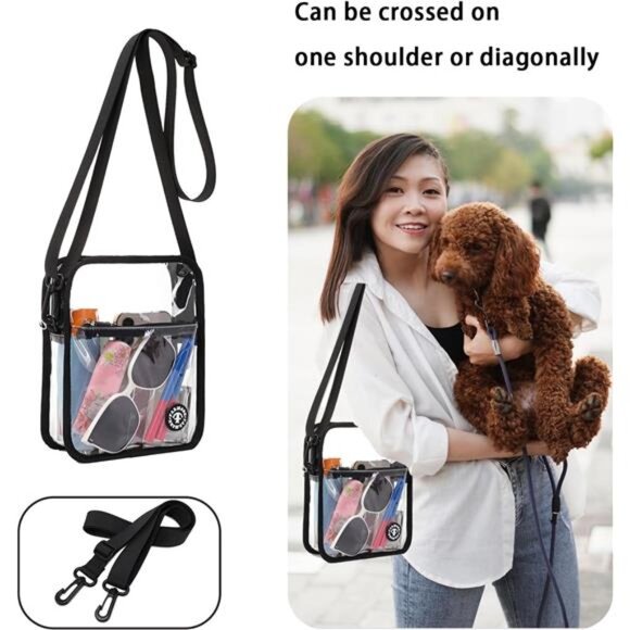 Clear stadium bag crossbody purse transparent waterproof concert event handbag - Picture 5 of 7